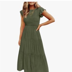 Army Green Tiered Maxi Dress - Women's Casual Summer Dress